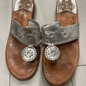 Jack Rogers Women's Silver Thong Slip On Sandals Size 8